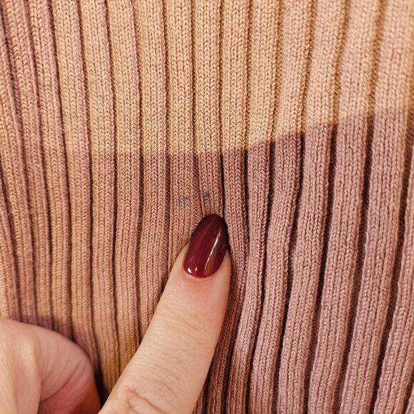 H&M Tan Button Front Ribbed Sweater Size L Minimalist Staple Capsule - Picture 4 of 9